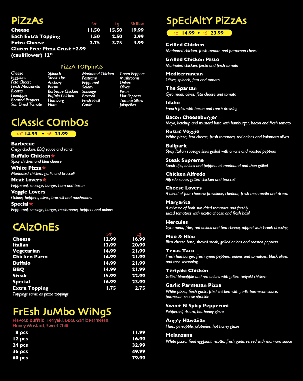 Nick's House of Pizza - Medford Pizza Menu - Page 1